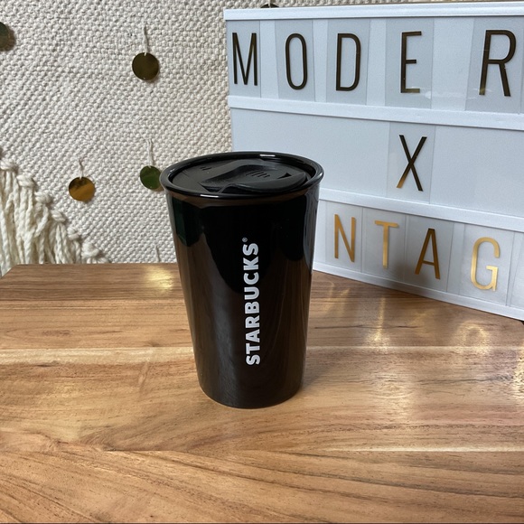Starbucks Dining Starbucks Ceramic Travel Mug Black 8 Oz Coffee Tea Mug 28 Poshmark